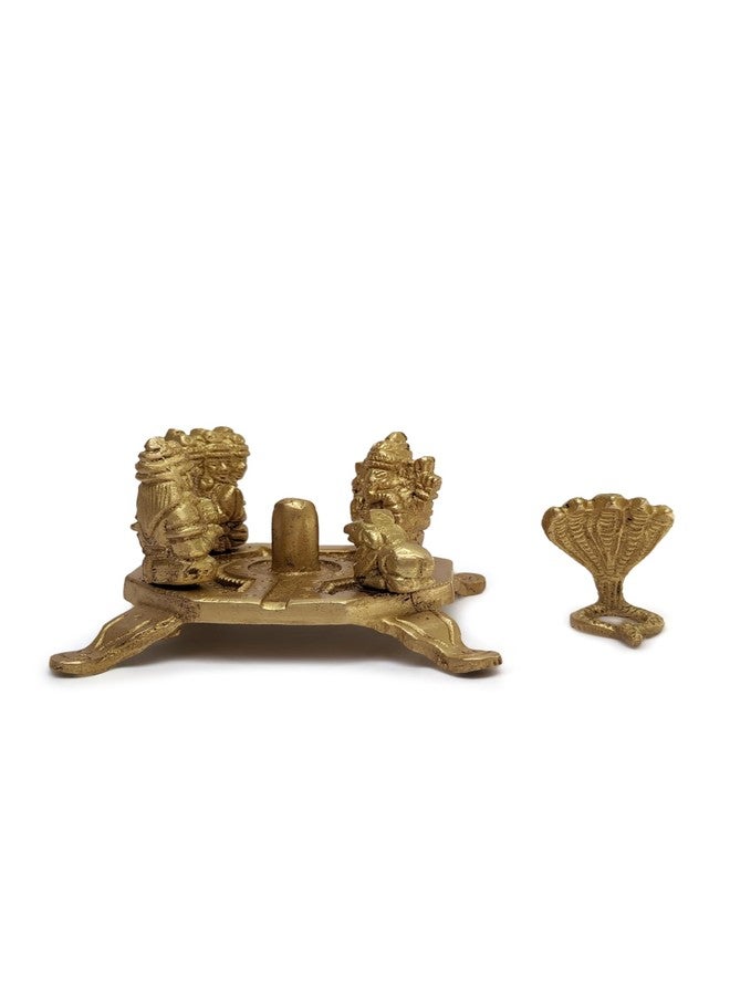 GURU JEE Brass Statue Lord Shiv Parivar Shiva Lingam with Shiv Family MATA Parvati Holy Cow Nandi Lord Ganesha and Kartikey Idol for Good Luck Success Pooja Mandir Temple Gifts Showpiece - Image 3